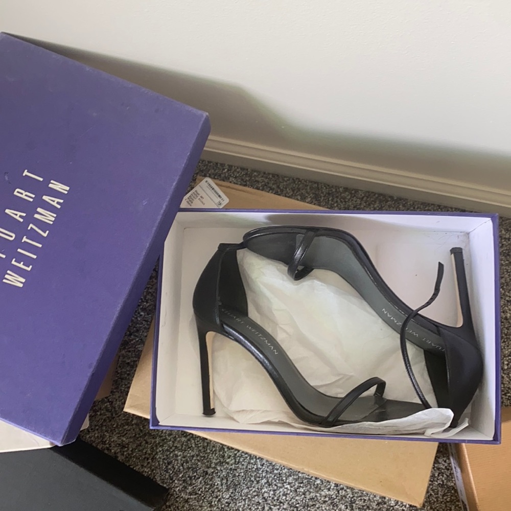 Stuart Weitzman Nudist Black Napa Leather